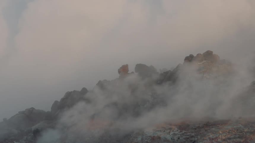 Steam plumes into the air