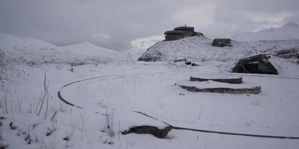 WWII ruins covered in snow