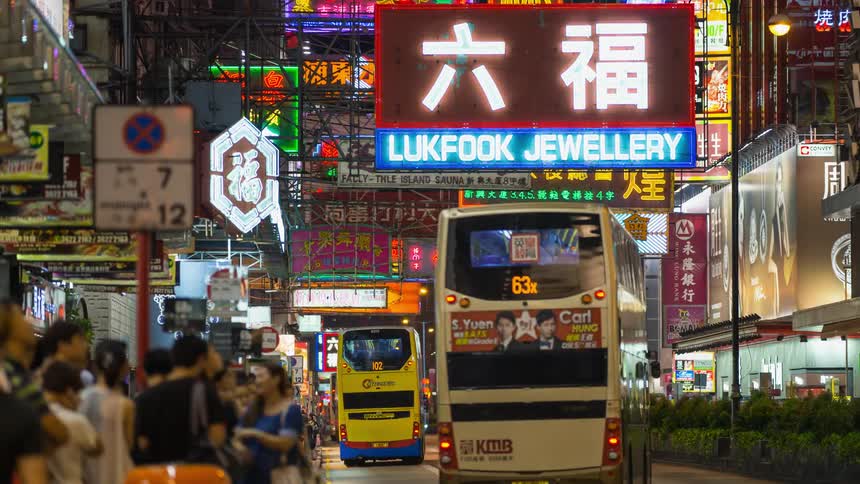 Time lapse of a busy chinese city street