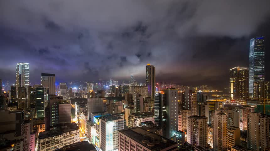 Time lapse of a big city at night