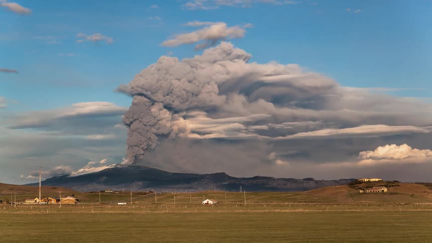 Time lapse of a volcano erupting