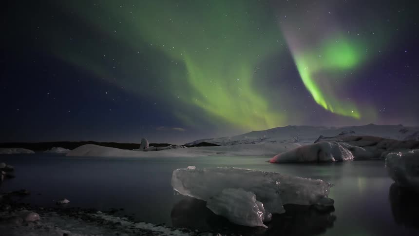 The aurora borealis is creating a light show at night