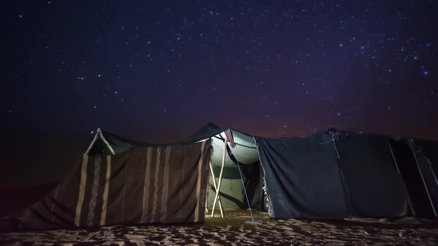Time lapse of a tent in the Sahara desert