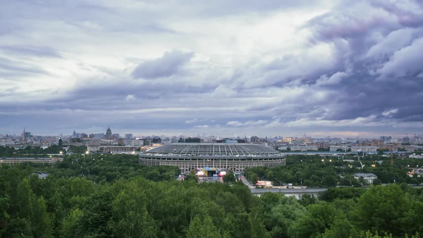 Clouds roll over Luzhniki stadium in Moscow