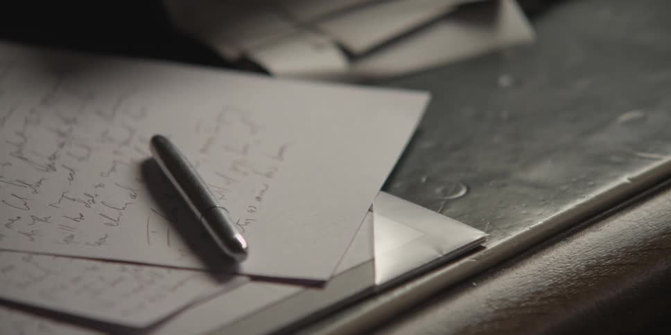 A pen sits on top of some paper with writing on it