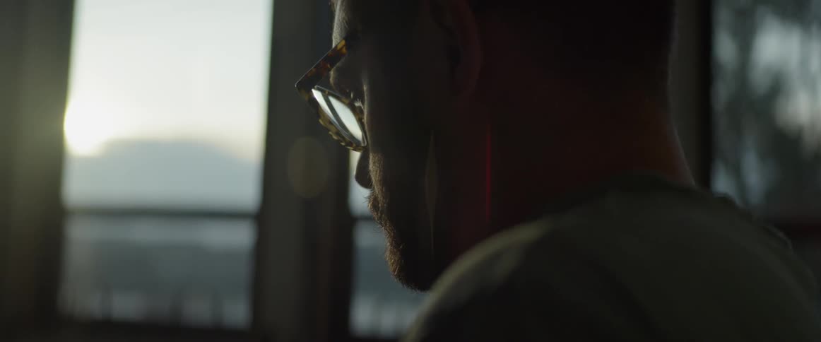 A man looks out of a window
