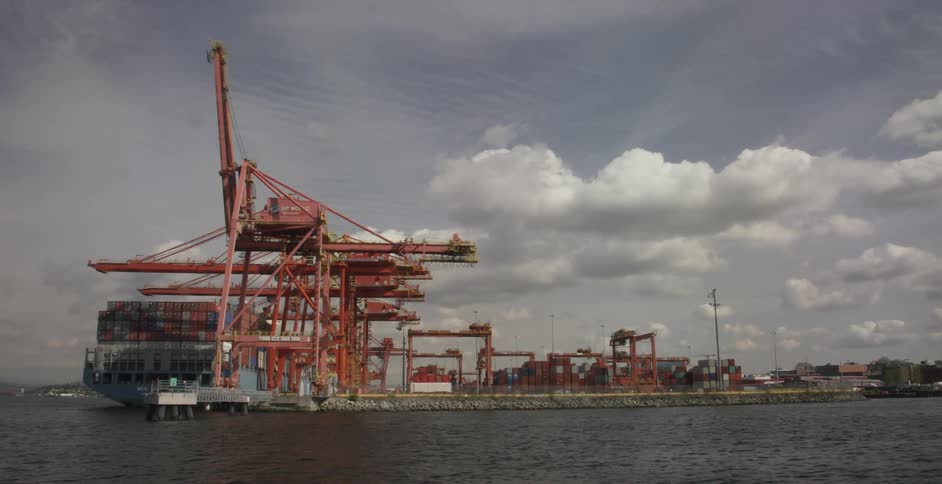 Large dock near the water on a cloudy day