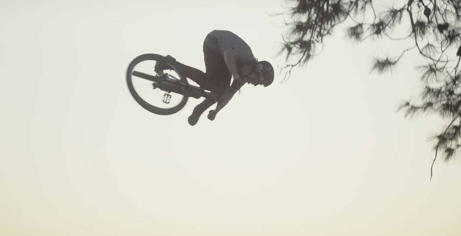 A cyclist doing ramp tricks