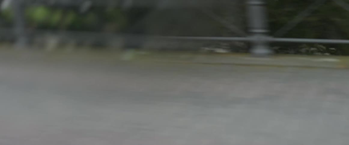 Driving past people in a park