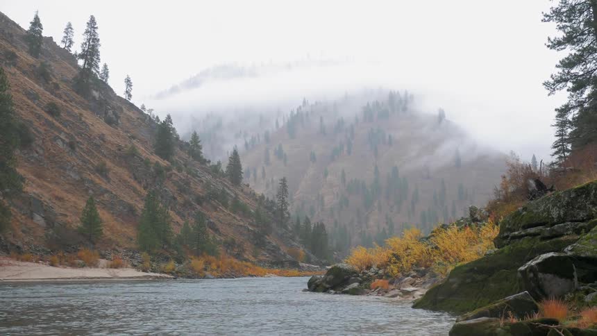 The fog is covering the mountain ahead