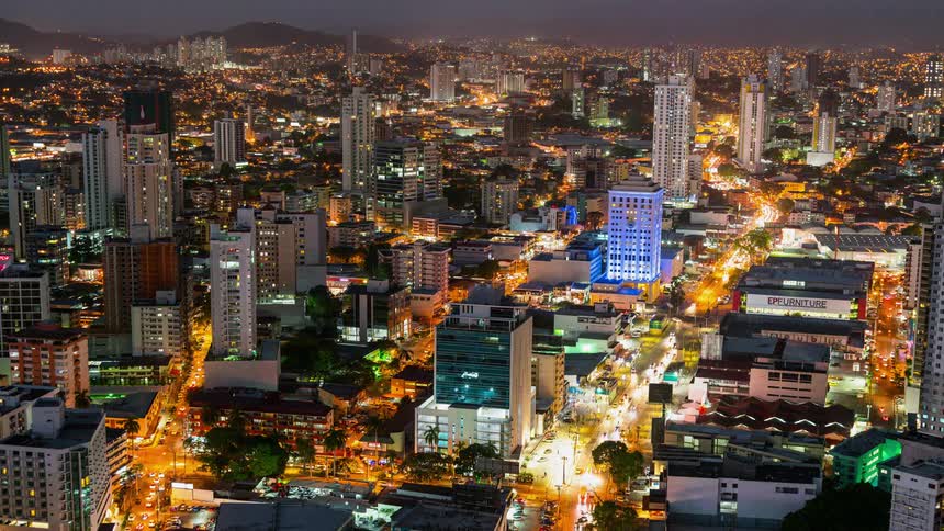 Time-lapse of traffic moving through a large city