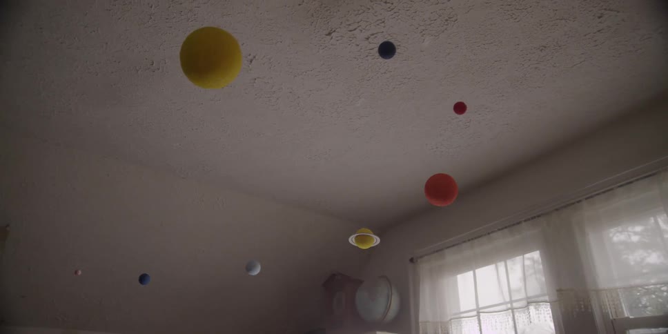 Models of the planets hanging from a ceiling
