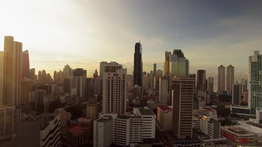 The city has many clouds above