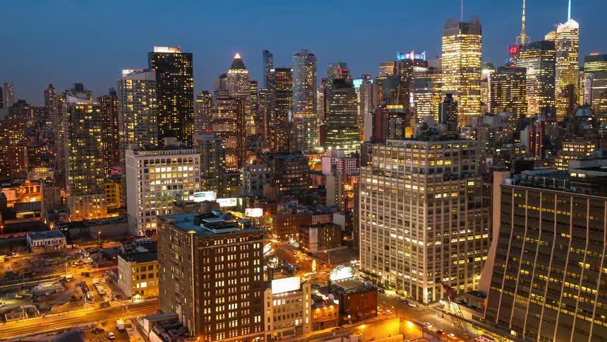 Time-lapse of traffic moving though a large city