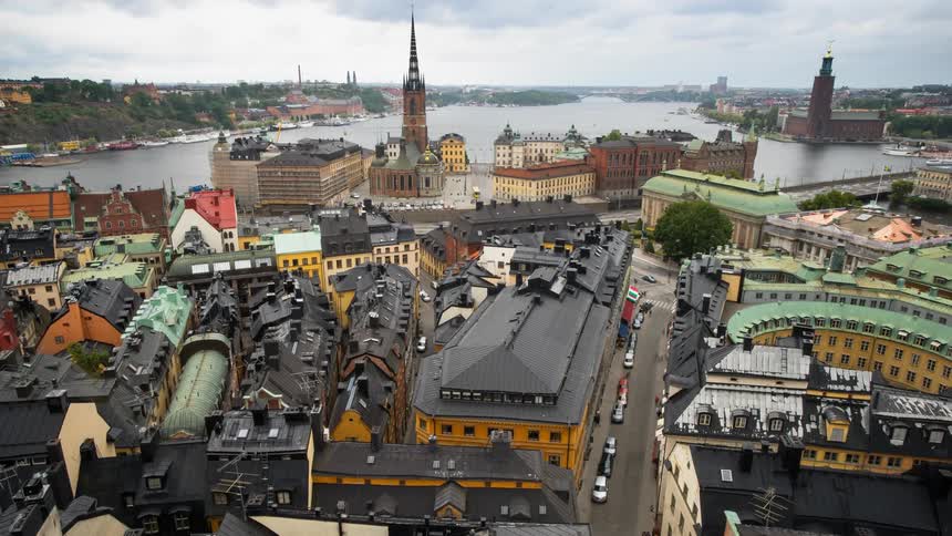 Aerial view of Stockholm old town