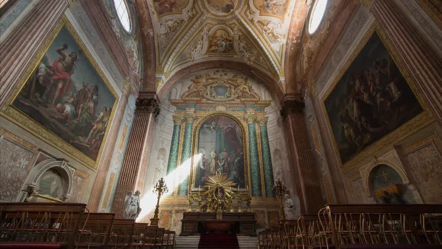 Inside a cathedral