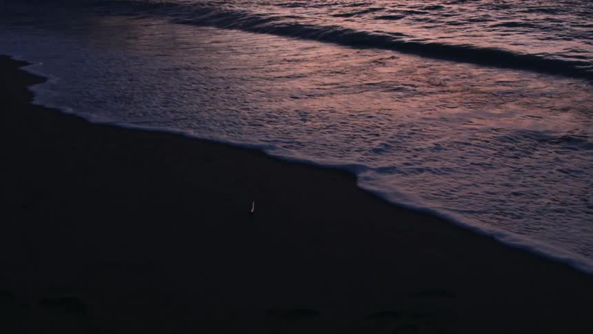 The tide flows onto the beach shore