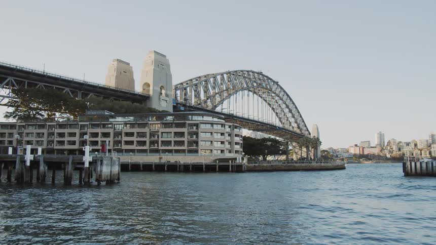 Water flows along the city pier
