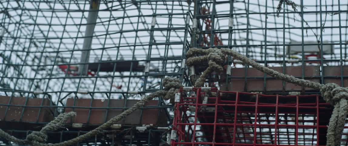 Fishing cages are stacked together