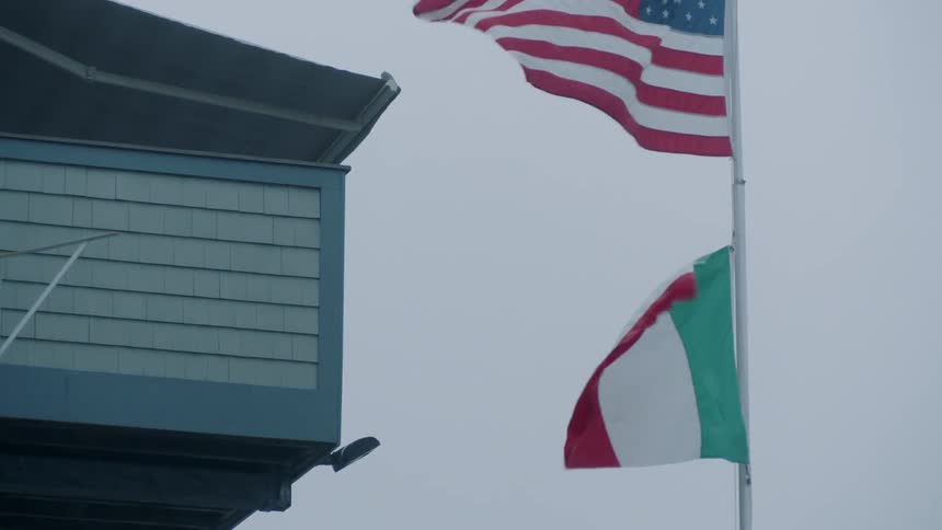 Country flags wave in the breeze