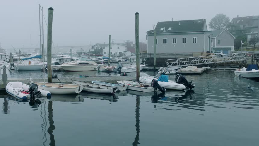 Boats sit docked on the water
