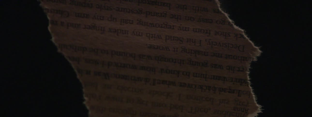 A piece of paper with text is torn around the edges
