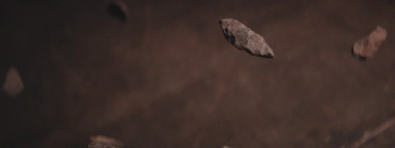 Rocks float around in the air