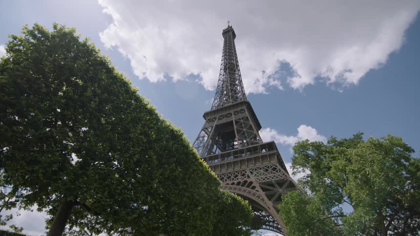 The eiffel tower on a sunny day