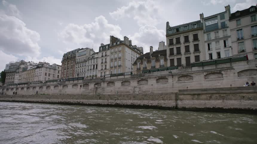 Water flows in the city canal