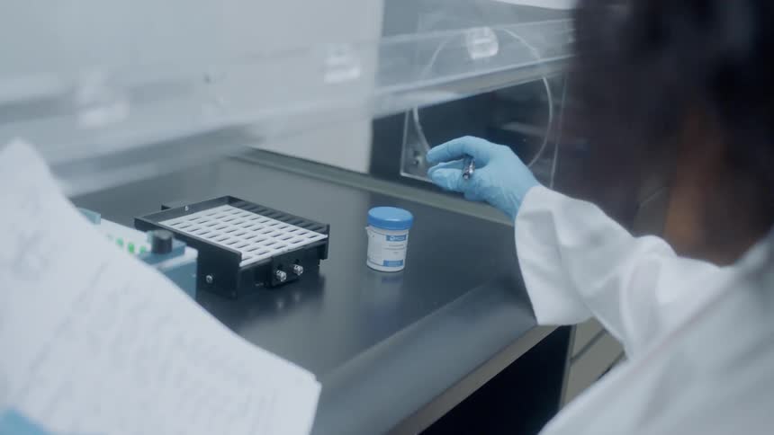 A scientist works in a lab