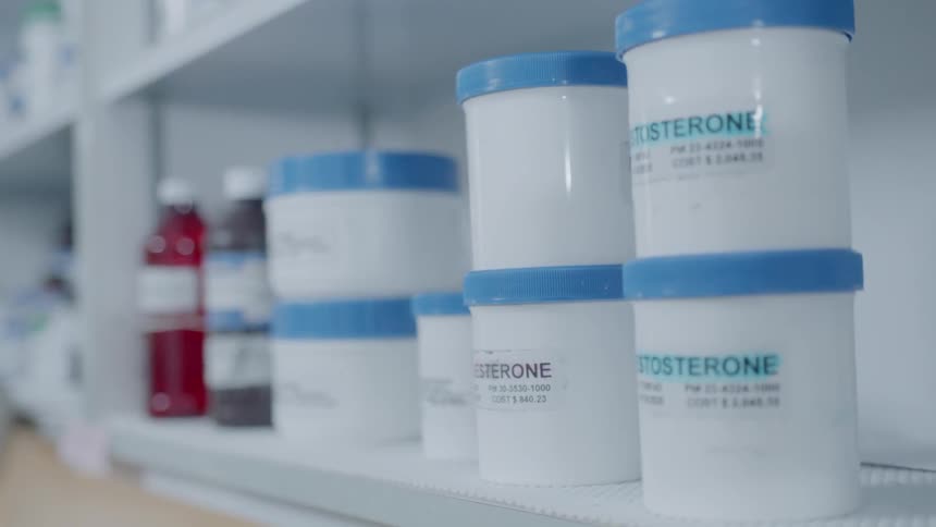 Jars of medicine on a shelf