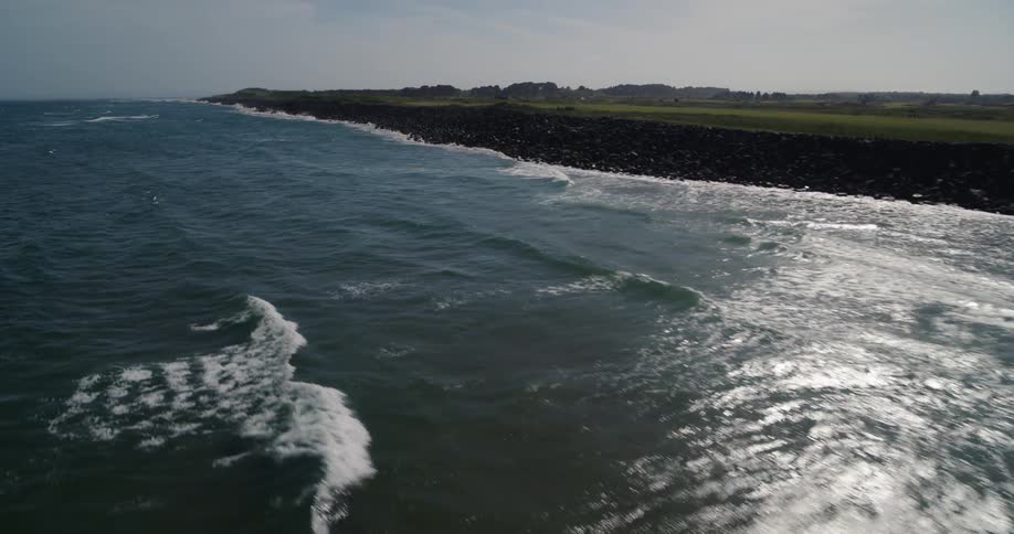Waves flow onto the shore