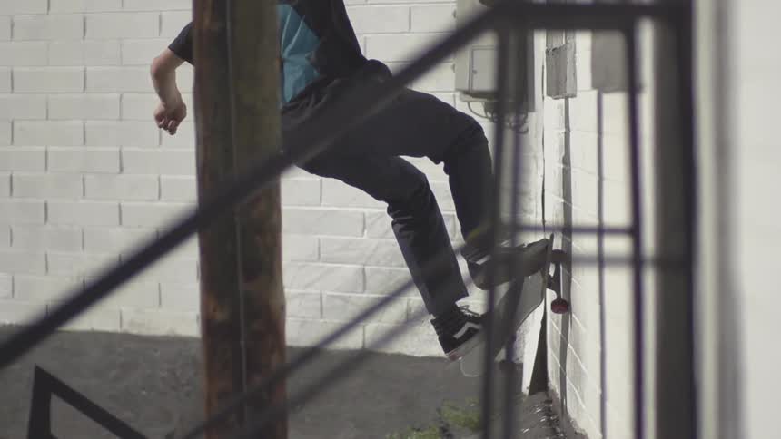 A skateboarder is having fun