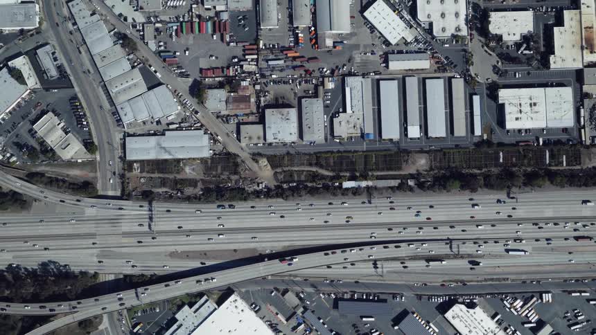 Vehicles travel on a busy highway