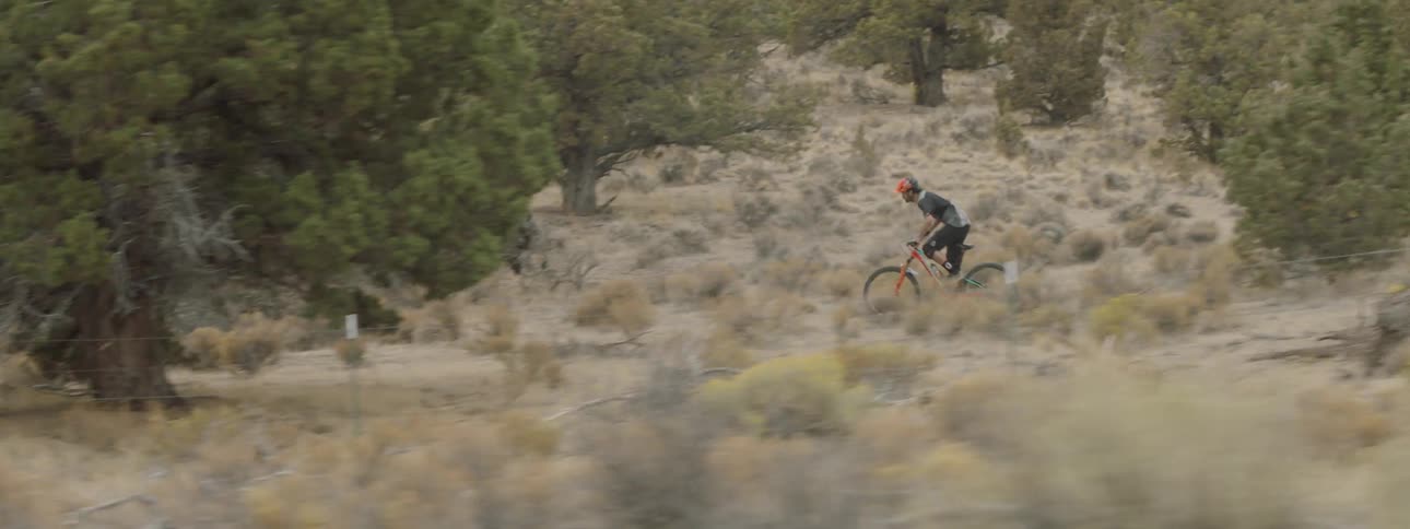 Bicyclist rides through a rural area