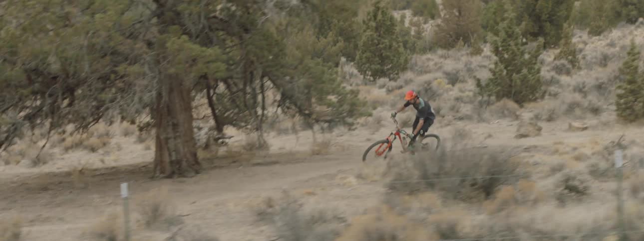 Bicyclist rides in a rural area