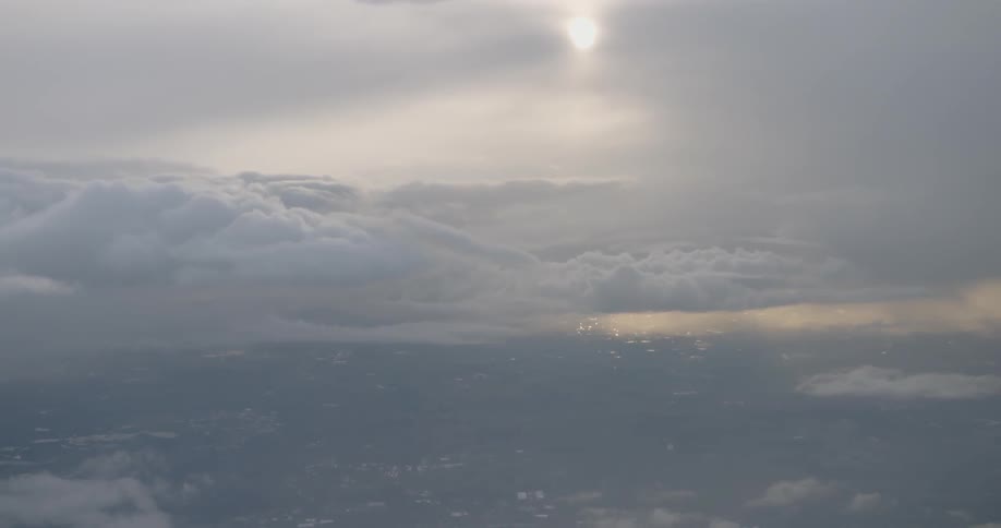 Aerial view at cloud level on a very cloudy day