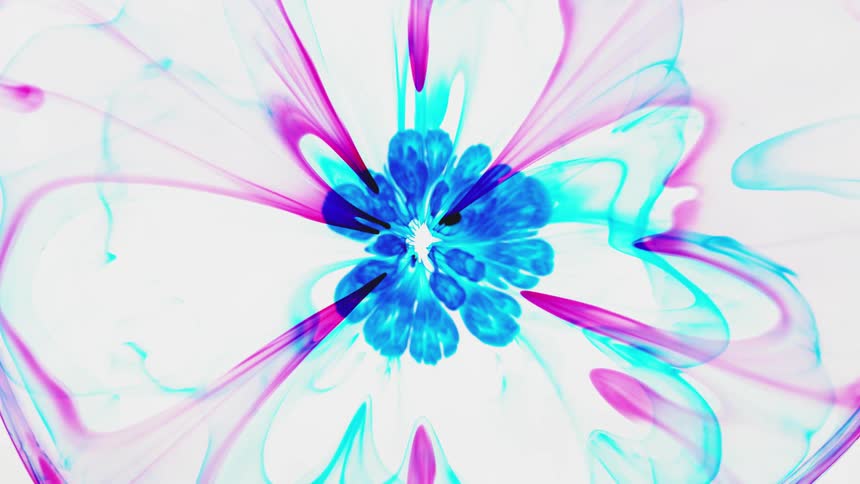 Purple and blue liquid blooms out in a large circle