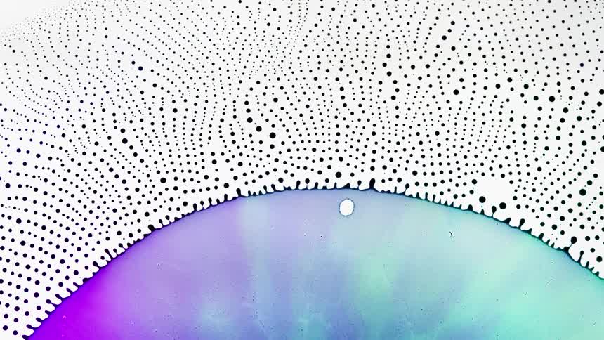 Huge chromatic body of paint emits millions of tiny dots