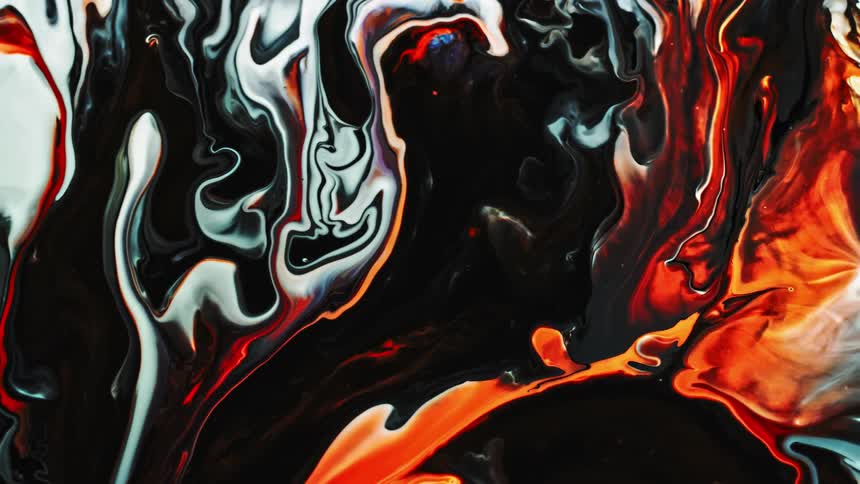 Colorful paint flows and swirls