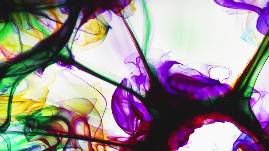 Colorful paint flows and swirls
