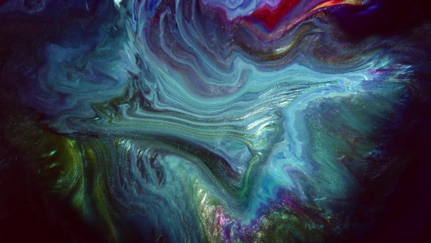 Glittery paint flows and retracts