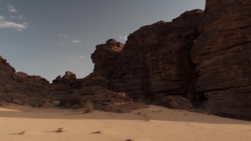 Rock formations in a desert on a sunny day