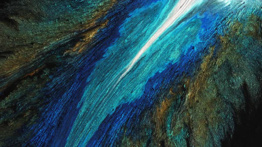 Colors and patterns are flowing in a liquid solution