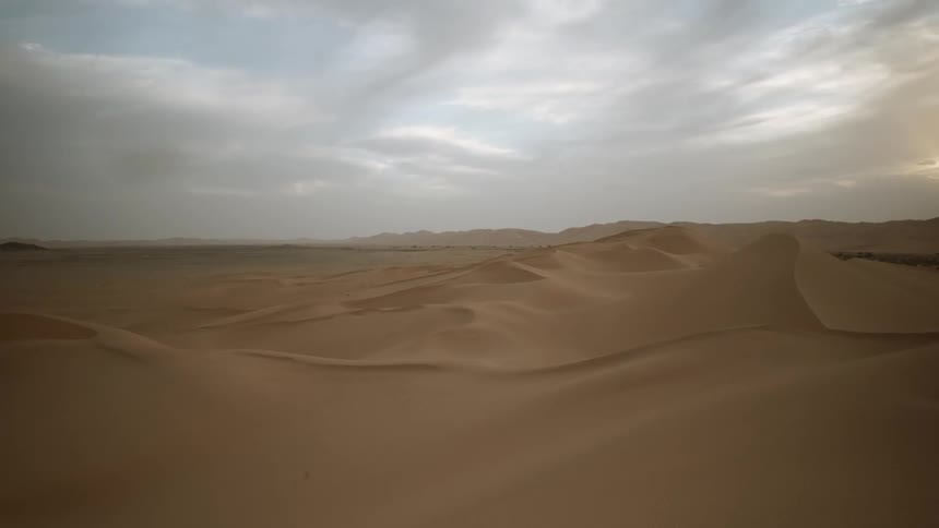 Sand hill formations are formed in the desert