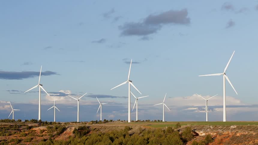 Windmills spin from the breeze