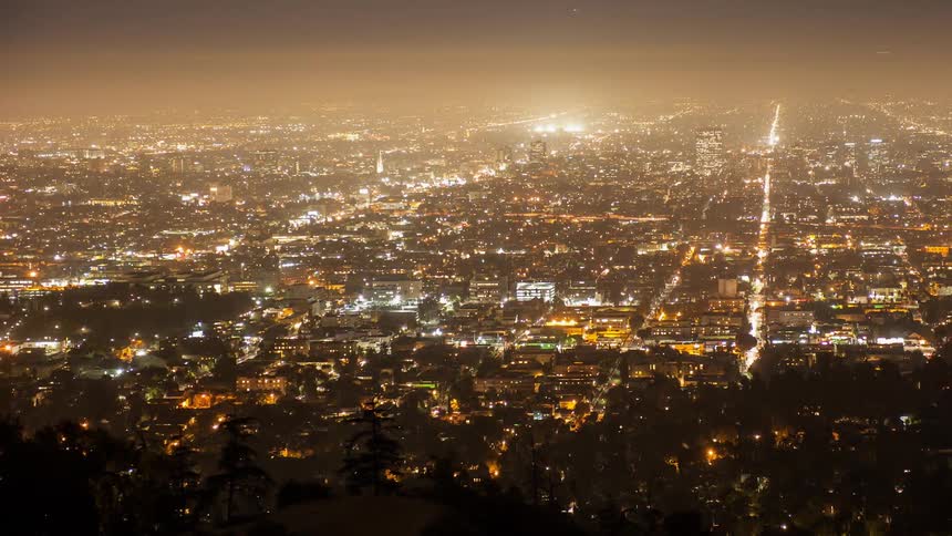 Large city lit up at night