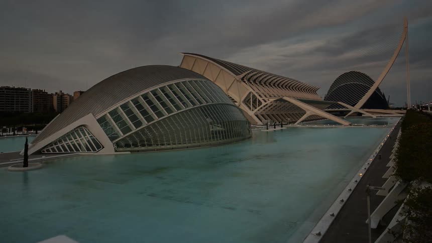 Time lapse of a museum goes from day to night