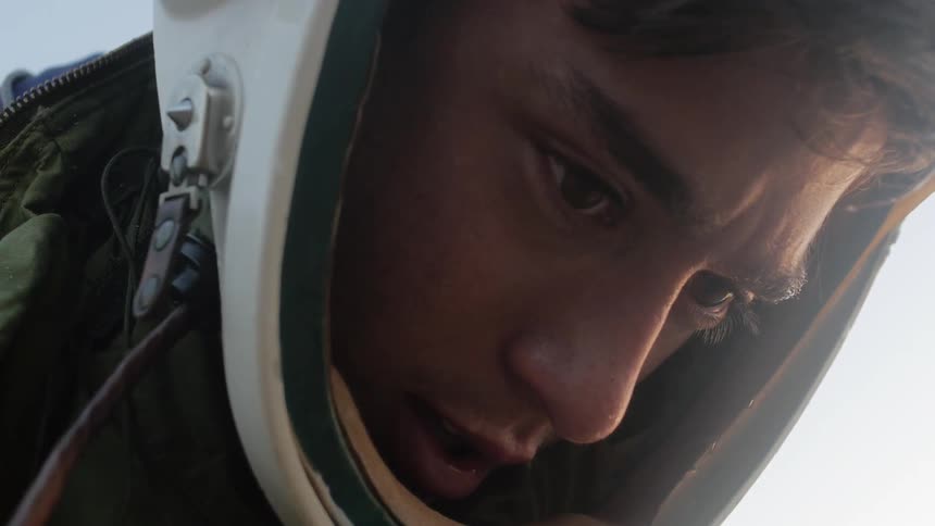 A person wearing a helmet