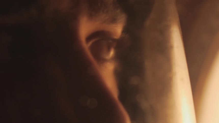 Up close view of a person's face